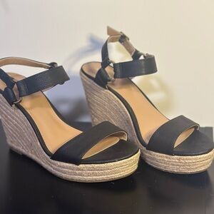 Merona Black and Tan Wedge Sandals